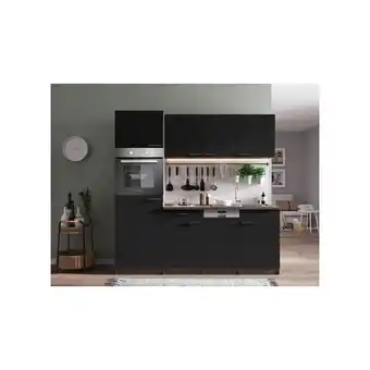 Netto Marken-Discount Respekta Küchenzeile KB205EYS 205 cm Schwarz-Eiche York Nachbildung Angebot