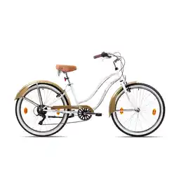 Netto Marken-Discount Chrisson Aloha Beachcruiser 26 Zoll Damen Herren 155 - 170 cm Fahrrad 6 Gang weiß/gold 41 cm Angebot