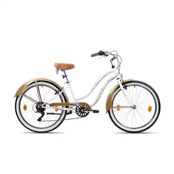 Netto Marken-Discount Chrisson Aloha Beachcruiser 26 Zoll Damen Herren 155 - 170 cm Fahrrad 6 Gang weiß/gold 41 cm Angebot