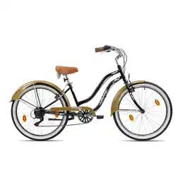Netto Marken-Discount Chrisson Aloha Beachcruiser 26 Zoll Damen Herren 155 - 170 cm Fahrrad 6 Gang schwarz/gold 41 cm Angebot