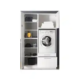 Netto Marken-Discount Respekta Clara Waschmaschinenumbauschrank - Einzelmaschinenschrank + 1 Seitenschrank - Hochschrank Angebot