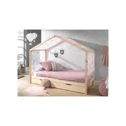 Netto Marken-Discount Dallas 3 Hausbett 90 x 200 cm Liegefläche inkl. Bettschublade und Textilhimmel, Natur Angebot