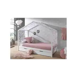 Netto Marken-Discount Dallas 3 Hausbett 90 x 200 cm Liegefläche inkl. Bettschublade und Textilhimmel, Weiß Angebot
