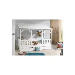 Netto Marken-Discount Hausbett mit 90 x 200 cm Liegefläche und Bettschublade, Korpus Weiß lackiert, Dach in Weiß Angebot