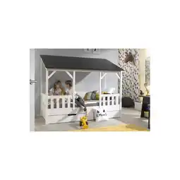 Netto Marken-Discount Hausbett mit 90 x 200 cm Liegefläche und Bettschublade, Korpus Weiß lackiert, Dach in Schwarz Angebot