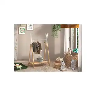 Netto Marken-Discount Kleiderständer mit Ablage aus der Serie Kiddy, Ausf. Kiefer massiv natur/weiß lackiert Angebot