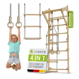 Netto Marken-Discount Juskys Sprossenwand für Kinder - Indoor Klettergerüst mit Turnringen, Klimmzugstange, Strickleiter Angebot