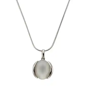 Netto Marken-Discount Zeeme Gemstones Halskette Silber 925 rhodiniert mit echtem Mondstein 16x12mm Angebot