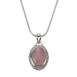 Netto Marken-Discount Zeeme Gemstones Halskette Silber 925 rhodiniert 42+5cm mit echtem Rosenquarz und Zirkonia-Steinen Angebot