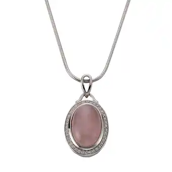 Netto Marken-Discount Zeeme Gemstones Halskette Silber 925 rhodiniert 42+5cm mit echtem Rosenquarz und Zirkonia-Steinen Angebot