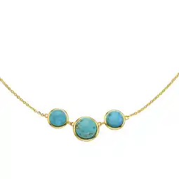 Netto Marken-Discount Zeeme Gemstones Halskette Silber 925 vergoldet 45+3cm mit rek. Türkis-Steinen Angebot
