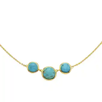 Netto Marken-Discount Zeeme Gemstones Halskette Silber 925 vergoldet 45+3cm mit rek. Türkis-Steinen Angebot