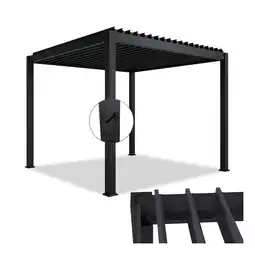 Netto Marken-Discount Juskys Lamellendach Tahiti 3x3 m - Stahl Pergola - Terrassenüberdachung stabil - Anthrazit Angebot
