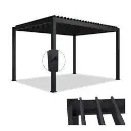 Netto Marken-Discount Juskys Lamellendach Tahiti 3x4 m - Stahl Pergola - Terrassenüberdachung stabil - Anthrazit Angebot