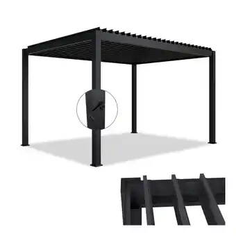 Netto Marken-Discount Juskys Lamellendach Tahiti 3x4 m - Stahl Pergola - Terrassenüberdachung stabil - Anthrazit Angebot