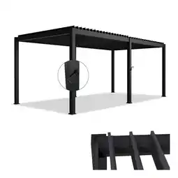 Netto Marken-Discount Juskys Lamellendach Tahiti 3x5,9 m - Stahl Pergola - Terrassenüberdachung stabil - Anthrazit Angebot