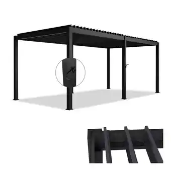 Netto Marken-Discount Juskys Lamellendach Tahiti 3x5,9 m - Stahl Pergola - Terrassenüberdachung stabil - Anthrazit Angebot