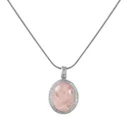 Netto Marken-Discount Zeeme Gemstones Halskette Silber 925 rhodiniert 42+5cm Rosenquarz Zirkonia Angebot