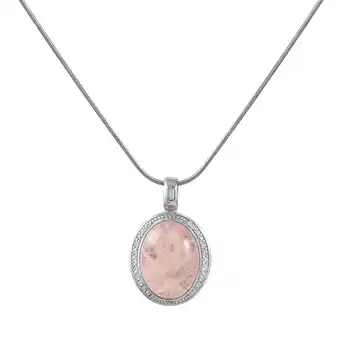Netto Marken-Discount Zeeme Gemstones Halskette Silber 925 rhodiniert 42+5cm Rosenquarz Zirkonia Angebot