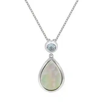 Netto Marken-Discount Zeeme Gemstones Halskette Silber 925 rhodiniert 42+5cm Perlmutt weiß Topas blau Angebot