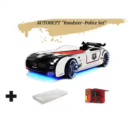 Netto Marken-Discount Autobett Kinderbett Roadster Police LED Sound Sportsitze Lattenrost Spoiler 90x190 cm Angebot