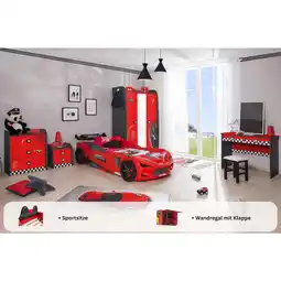 Netto Marken-Discount Kinderzimmer komplett Set Autobett Rio 5 teilig Rot Angebot