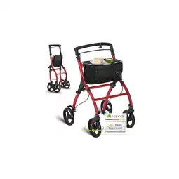 Netto Marken-Discount Juskys Aluminium Wohnungsrollator Aktiv - Tasche & Tablett - Rollator schmal & faltbar - Rot Angebot