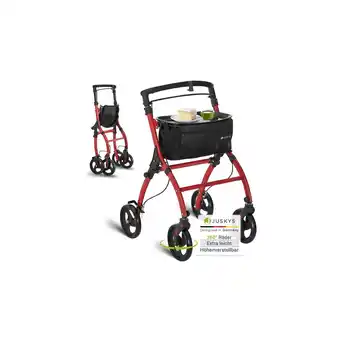 Netto Marken-Discount Juskys Aluminium Wohnungsrollator Aktiv - Tasche & Tablett - Rollator schmal & faltbar - Rot Angebot