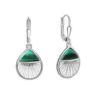 Netto Marken-Discount Zeeme Gemstones Ohrhänger 925/- Sterling Silber rhodiniert Malachit Angebot