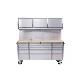 Netto Marken-Discount Werkstatt mit Lochwand und Schrank 198 cm Edelstahl, rollbar Angebot
