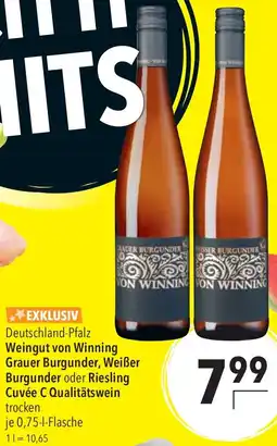 CITTI Markt Weingut von Winning Grauer Burgunder, Weißer Burgunder oder Riesling Cuvée C Qualitätswein Angebot