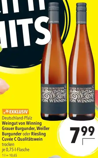 CITTI Markt Weingut von Winning Grauer Burgunder, Weißer Burgunder oder Riesling Cuvée C Qualitätswein Angebot