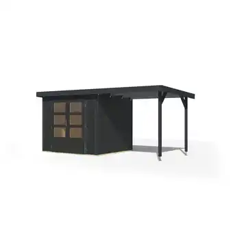 Netto Marken-Discount Karibu Gartenhaus Hollywood XL im Set mit Anbaudach ca. 2,35 m breit Angebot