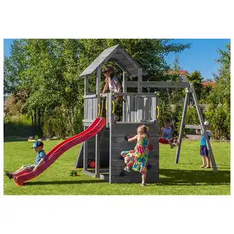 Netto Marken-Discount FUNGOO Spielturm CAROL3 Klettergerüst mit Schaukel u. Rutsche in versch. Farben Angebot
