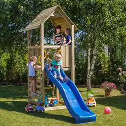 Netto Marken-Discount FUNGOO Spielturm Klettergerüst CAROL1 mit Rutsche und Kletterwand Angebot
