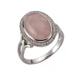 Netto Marken-Discount Zeeme Gemstones Ring 925 Sterling Silber rhodiniert mit echtem Rosenquarz Zirkonia Angebot