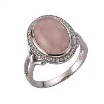 Netto Marken-Discount Zeeme Gemstones Ring 925 Sterling Silber rhodiniert mit echtem Rosenquarz Zirkonia Angebot