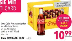 CITTI Markt Coca-Cola, Fanta oder Sprite Angebot