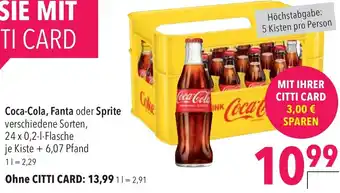 CITTI Markt Coca-Cola, Fanta oder Sprite Angebot