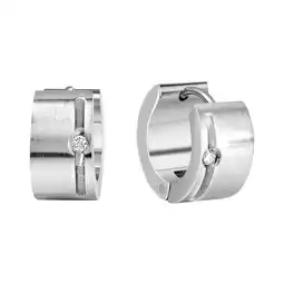 Netto Marken-Discount Zeeme Stainless Steel Ohrringe Edelstahl mit weißem Zirkonia 13mm Durchmesser Angebot