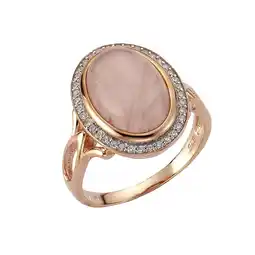 Netto Marken-Discount Zeeme Gemstones Ring Silber 925 rosé-vergoldet mit echtem Rosenquarz und Zirkonia Angebot