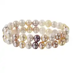 Netto Marken-Discount Zeeme Pearls Armband Süßwasserzuchtperlen mehrfarbig 8mm zweireihig Angebot