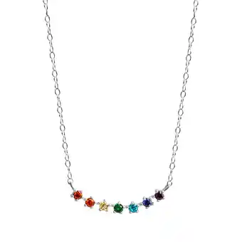 Netto Marken-Discount Zeeme Silber Halskette Silber 925 rhodiniert mit bunten Zirkonia-Steinen Angebot