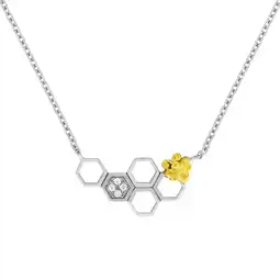 Netto Marken-Discount Zeeme Silber Halskette Silber 925 rhodiniert zweifarbig mit Bienen- und Waben-Motiv Angebot