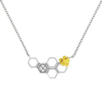 Netto Marken-Discount Zeeme Silber Halskette Silber 925 rhodiniert zweifarbig mit Bienen- und Waben-Motiv Angebot