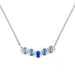 Netto Marken-Discount Zeeme Silber Halskette Silber 925 rhodiniert mit Zirkonia blau und weiß Angebot