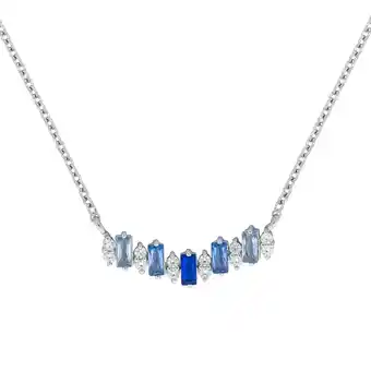 Netto Marken-Discount Zeeme Silber Halskette Silber 925 rhodiniert mit Zirkonia blau und weiß Angebot