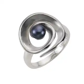 Netto Marken-Discount Zeeme Pearls Ring Silber 925 rhodiniert mit schwarzer Perle Angebot