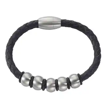Netto Marken-Discount Zeeme Stainless Steel Armband Lederband mit Edelstahlverschluß Angebot