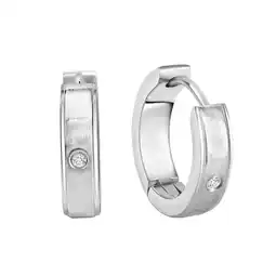 Netto Marken-Discount Zeeme Stainless Steel Ohrringe Edelstahl glanz/matt mit weißem Zirkonia Angebot